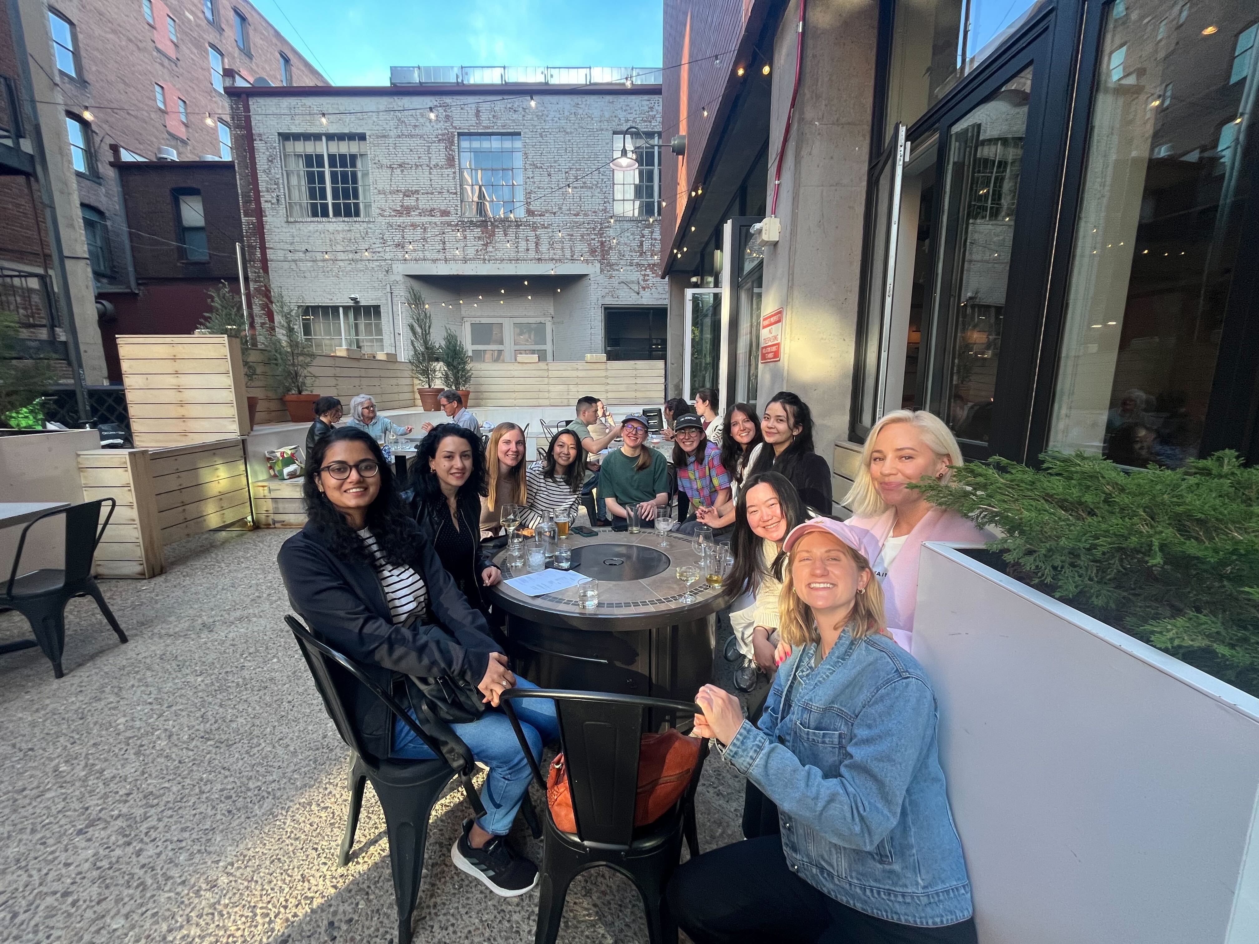 Women&TECH members at a patio brunch gathering